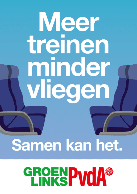 Poster: Meer treinen minder vliegen - Samen kan het