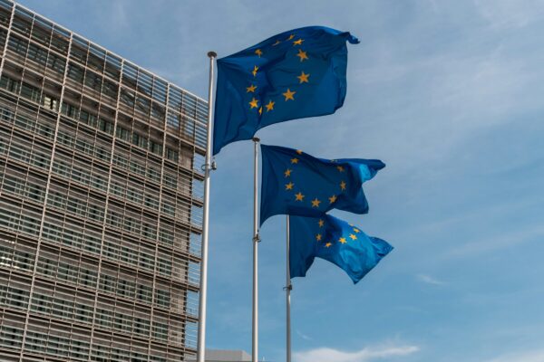 Europese vlag wappert in de wind