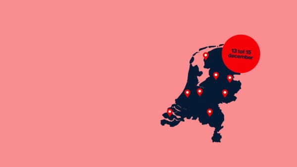 Kaart van Nederland voor het Weekend van de Internationale Solidariteit